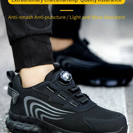 Rotary button new safety shoes for men, anti-impact and anti-piercing work shoes, fashionable men's sports shoes, and safety pro