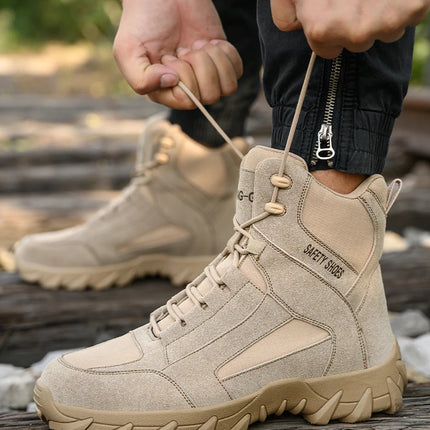 Work Boots Indestructible Safety Shoes Men and Women Steel Toe Shoes Construction Work and Daily Wear Outdoor work hiking boots
