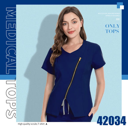 Dental Hospital Medical Scrubs Tops Women V-Neck Surgical Nurse Uniforms Blouse Pet Veterinary Scrubs Workwear Wholesale Prices-KarWorkwear