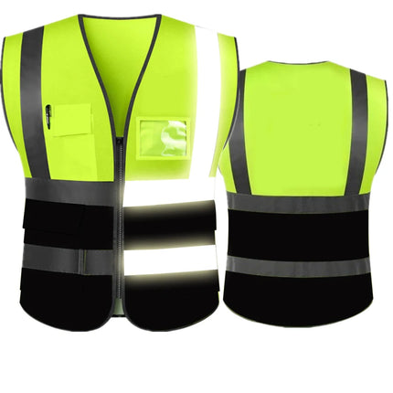 Hi Visibility Reflective Safety Vest With Reflective Strips and 5 Pockets Construction Work Uniform Vest ANSI Class 2 Standard-KarWorkwear