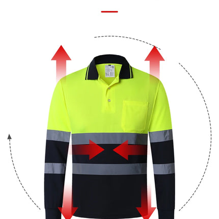 Security Reflective Shirts for Men Hi Viz Vis Shirt with Pocket Two Tone Workwear High Visibility Reflective Clothes