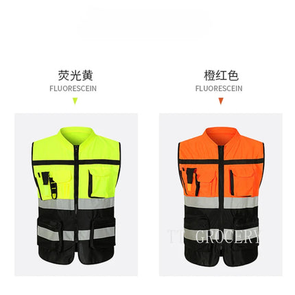 High Brightness Strip Safety protective clothing Breathable Workwear Multi Pocket Protective Clothing Safety For Night Running B