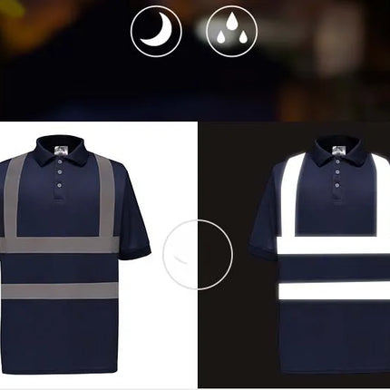 Hi Vis Short Sleeve Polo Short Safety Polo Shirt Navy Yellow Orange High Visibility Reflective Work Shirts