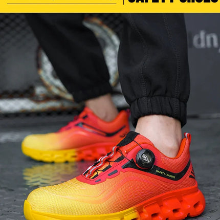 Fashion Rotating Button Men Work Safety Shoes Puncture-Proof Steel Toe Cap Sneakers Indestructible Protective Male Boots-KarWorkwear