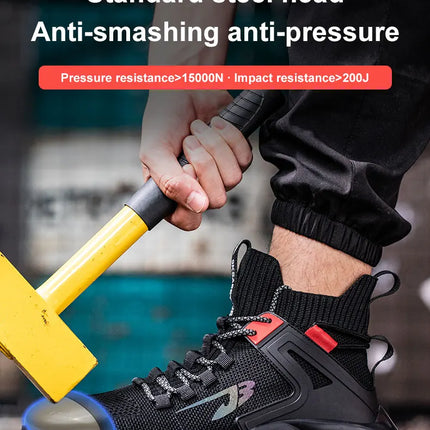 Luminous Steel Toe Boots For Men Non-slip Work Boots Indestructible Shoes Kitchen Restaurant Safety Boots Male Footwear 36-48-KarWorkwear