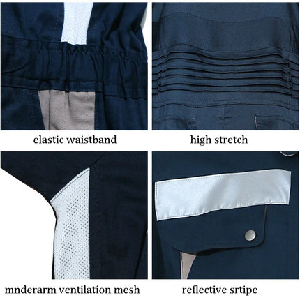 Work Coveralls Repairman with Reflective Strip Mechanic Auto Workshop Clothes Working Uniforms Plus Size 3XL