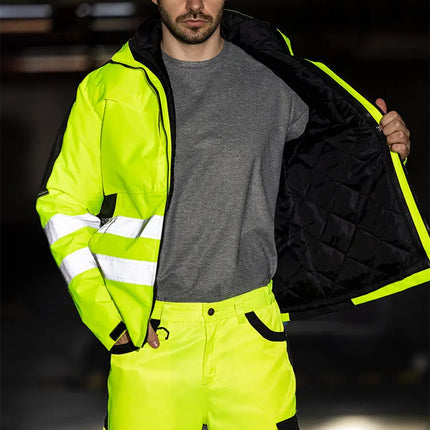 Hi Vis Work Clothing Working Suit For Man Mechanic Warm Winter Reflective Safety Work Coveralls Detachable Cotton Padded Linner
