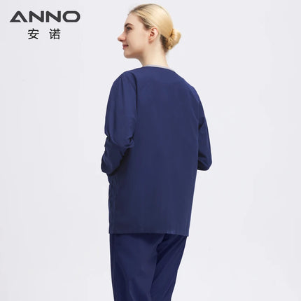 Long Sleeves Scrubs Jackets Pretty Outfit Soft Nurse Out Coat Doctor Hospital Nursing Staff Uniforms Autumn Winter Work Wear-KarWorkwear
