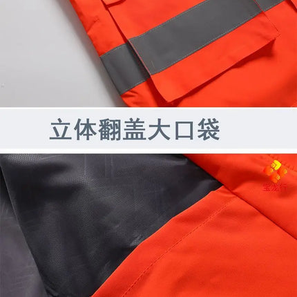 Men's Work Jacket with Reflective Stripes, Custom Logo Available, Casual Autumn Winter Coat for Men