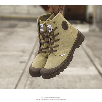 New Fashion High-top Mens Boots Outdoor Comfortable Mens Casual Boots Jungle Mountaineering Men Shoes Wide Bottom Platform Boots-KarWorkwear