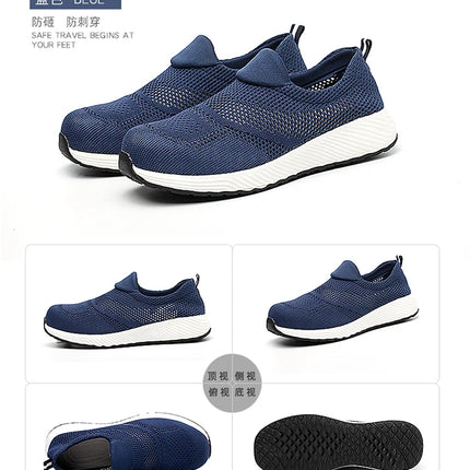 New 2022 Summer Breathable Men Casual Shoes Steel Toe Cap Indestructible Safety Working Shoes Outdoor Men Footwear-KarWorkwear