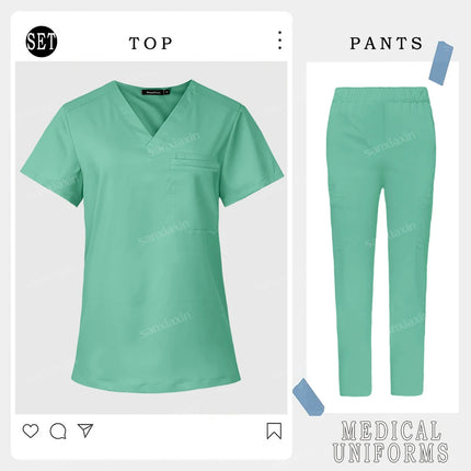 Women Men Straight Pants Set Medical Nurse Uniform Hospital Work Clothes Dentist Overalls Nursing Accesorios Surgical Scrub Set-KarWorkwear