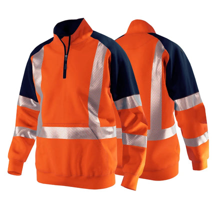 Men's High Visibility Work Clothing Safety Sweatshirt for Outdoor Construction Site Security Pullover Hoodie Hi Vis Workwear