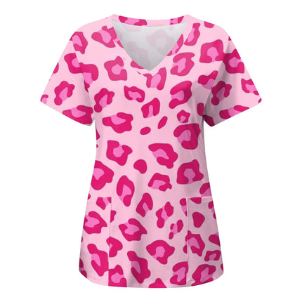 Print Scrubs Top Women with Pockets V-Neck Scrub Uniforms Pet Grooming Nurse Spa Caring Shirt uniformes de enfermería para mujer-KarWorkwear