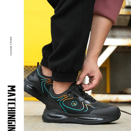 Work Security-Protection Boots for Men Women Lightweight Work Sneakers Breathable Steel Toe Shoes Rotating Button Safety Shoes-KarWorkwear
