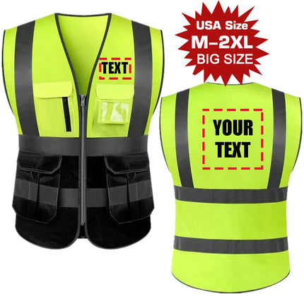 Customized Your Text Logo Reflective motocycle Safety Vest Hi Visibility Construction Work Uniform Security ANSI Class 2-KarWorkwear