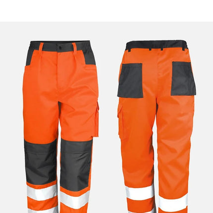Fashion Men Road Working Pants High Visibility Reflective Casual Pocket Safety Work Casual Trouser Pants Coal Miner Construction