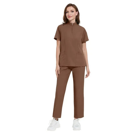 Hospital Doctor Nursing Uniform Women Wholesale Casual Short Sleeved V-neck Jogger Suits Nurse Pharmacy Working Medical Uniforms-KarWorkwear
