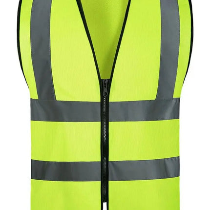 Four zipper style,Reflective vest, construction site, environmental sanitation, traffic, yellow reflective vest, multiple pocket
