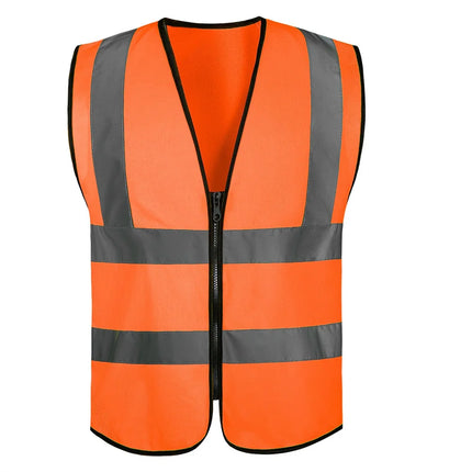 Four zipper style,Reflective vest, construction site, environmental sanitation, traffic, yellow reflective vest, multiple pocket