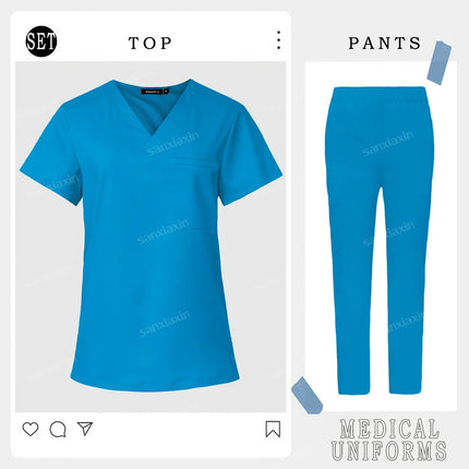 Women Men Straight Pants Set Medical Nurse Uniform Hospital Work Clothes Dentist Overalls Nursing Accesorios Surgical Scrub Set-KarWorkwear