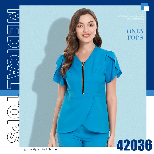 Beauty Salon Workwear Women Short Sleeved Spa Uniforms Dentist Healthcare Nurse Scrubs Tops Medical Doctor Scrub Working Clothes-KarWorkwear