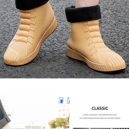 Versatile Casual Short-barreled Waterproof Shoes Men Women Lined With Fleece Warmth Anti-slip Wear-resistant Outdoors Rain Boots