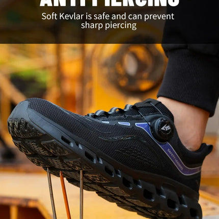 Fashion Rotating Button Men Work Safety Shoes Puncture-Proof Steel Toe Cap Sneakers Indestructible Protective Male Boots-KarWorkwear