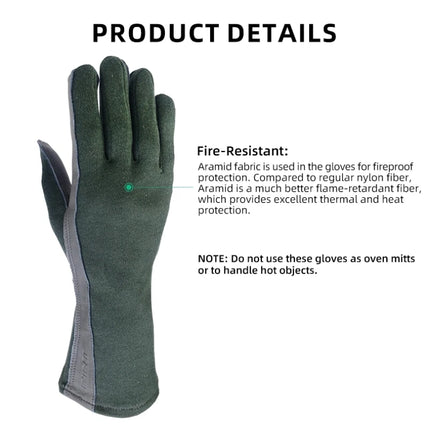 XYEHS 1 Pair Long/Short Cuff Leather Military Uniform Supply Pilot Safety Work Gloves Fire-Resistant Aramid Flight Gloves-KarWorkwear