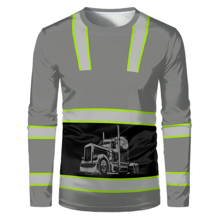 Construction worker workwear, classic loose round-neck T-shirt, long-sleeved shirt, comfortable breathable workwear