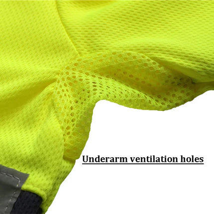 Hi Vis Workwear Shirts for Men Construction Fluorescent Yellow Navy Long Sleeve Reflective Polo Safety Work Shirt