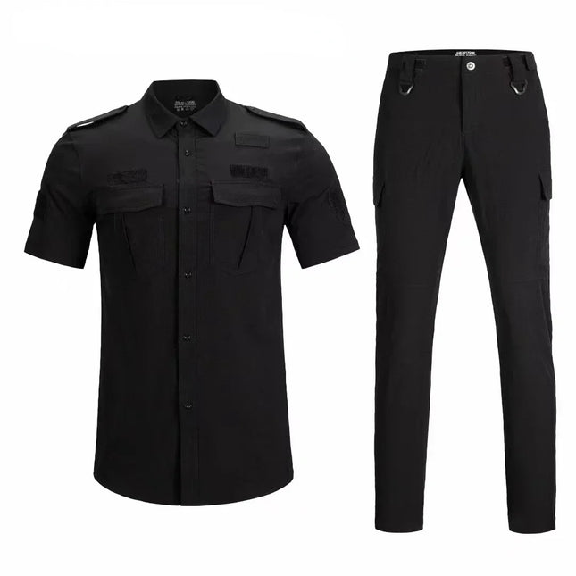 Spring Summer Men Quick Dry T Shirt Tops+Pants 2 Piece Set Tactical Suit Uniform Work Wear Men Heavy Duty Tactical Suit Uniform-KarWorkwear