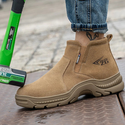 2023 Quality Leather Boots Men Safety Shoes Waterproof Work Boots Safety Steel Toe Shoes Men Puncture-Proof Indestructible Shoes-KarWorkwear