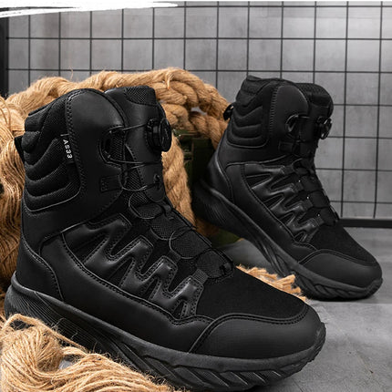 Large Outdoor Training Boots Men's Mountaineering Hiking Boots High Top Rotating Buckle Fashion Camouflage Sports Shoes-KarWorkwear
