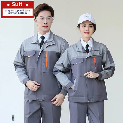 Reflective strip workwear set factory uniform long sleeved wear-resistant thick welding auto repair labor protection suit