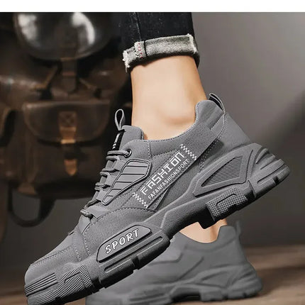 Men's Work Boots with PU Leather Are Versatile Trendy High-quality Comfortable and Feature A Retro Style with Round Toe