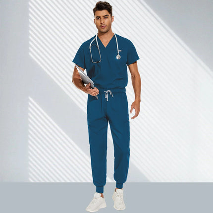 Hospital Doctor Nursing Set Unisex Wholesale Casual Jogger Suits Short Sleeved V-neck Tops Nurse Pants Pharmacy Medical Uniforms-KarWorkwear