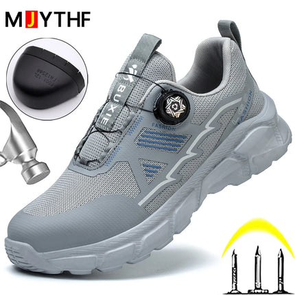 Rotating Button Men Shoes Security Sneakers Steel Toe Shoes Puncture-Proof work Shoes Anti-smash Sport Safety Shoes Protective-KarWorkwear