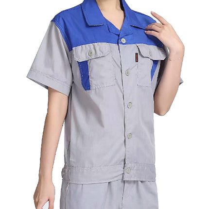 Men Women Short Sleeve Work Coat Workshop Shirts Motor Mechanic Uniform with Two-pocket T-shirts Man Workshop Overalls Top-KarWorkwear