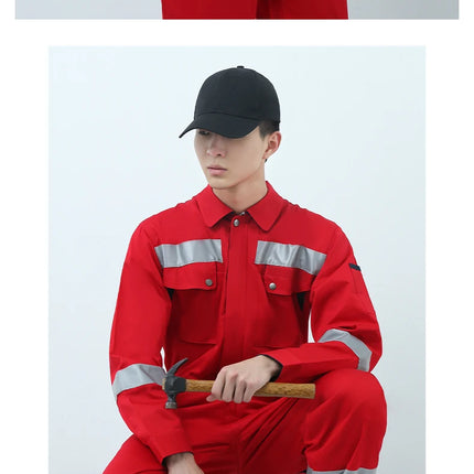 Work Coveralls Repairman with Reflective Strip Mechanic Auto Workshop Clothes Working Uniforms Plus Size 3XL