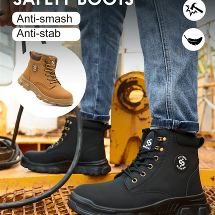 Men's Safety Shoes Anti-impact Steel Toe Puncture-resistant Kevlar Outdoor Construction Site Safety Boots Workshop Factory Work