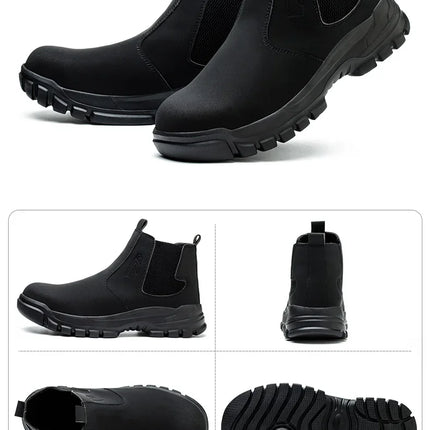 Waterproof Safety Wrok Boots For Men Steel Toe Cap Lightweight Indestructible Industry Chelsea Boots Puncture-Proof Footwear-KarWorkwear