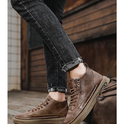 Men's boots four seasonal outdoor workwear boots male casual boots fashion soft sole comfortable leather sports boots men's shoe