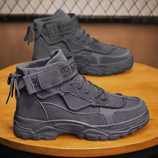Men's Work Boots Winter New Fce Lined Anti-slip Waterproof Rainproof Warm  Boots Korean Sle round Toe Rubber Sole