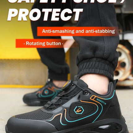 Work Security-Protection Boots for Men Women Lightweight Work Sneakers Breathable Steel Toe Shoes Rotating Button Safety Shoes-KarWorkwear