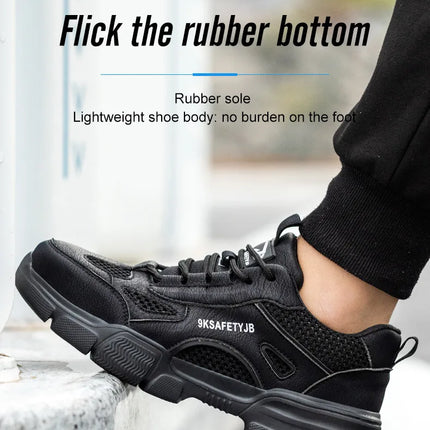 Work Shoes Hollow Breathable Steel Toe Boots Lightweight Safety Work Shoes Anti-slippery For Men Women Male Work Sneaker