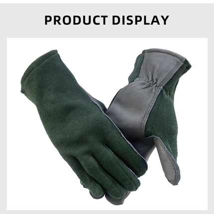 XYEHS 1 Pair Long/Short Cuff Leather Military Uniform Supply Pilot Safety Work Gloves Fire-Resistant Aramid Flight Gloves-KarWorkwear