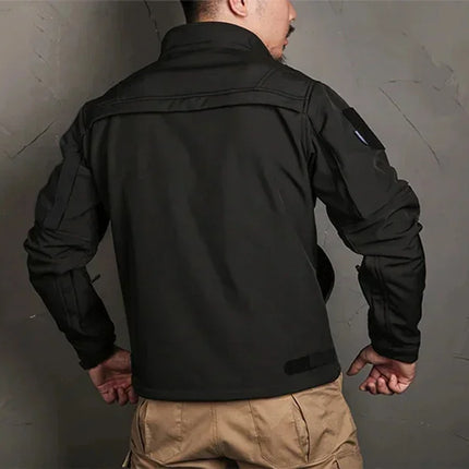 Tactical Shark Men's Soft Shell Jacket Fleece Lined Waterproof Warm Outdoor Combat Coat with Multiple Pockets Windbreaker