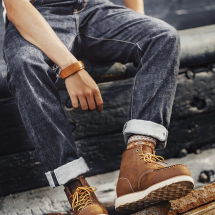 Maden Vintage 875 Ankle Boots Durable Leather High-top Shoes For Men Winter Round Toe Cowboy Boots Safety Work Shoes-KarWorkwear
