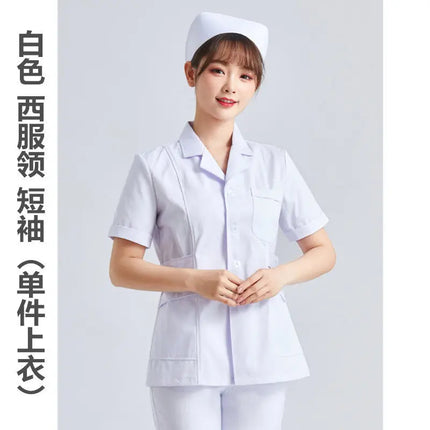 White Short Sleeve scrubs uniforms women Pet Grooming Clinic Nursing Clothes Workwear Nurse Scrub Work Pink Medical Uniform-KarWorkwear